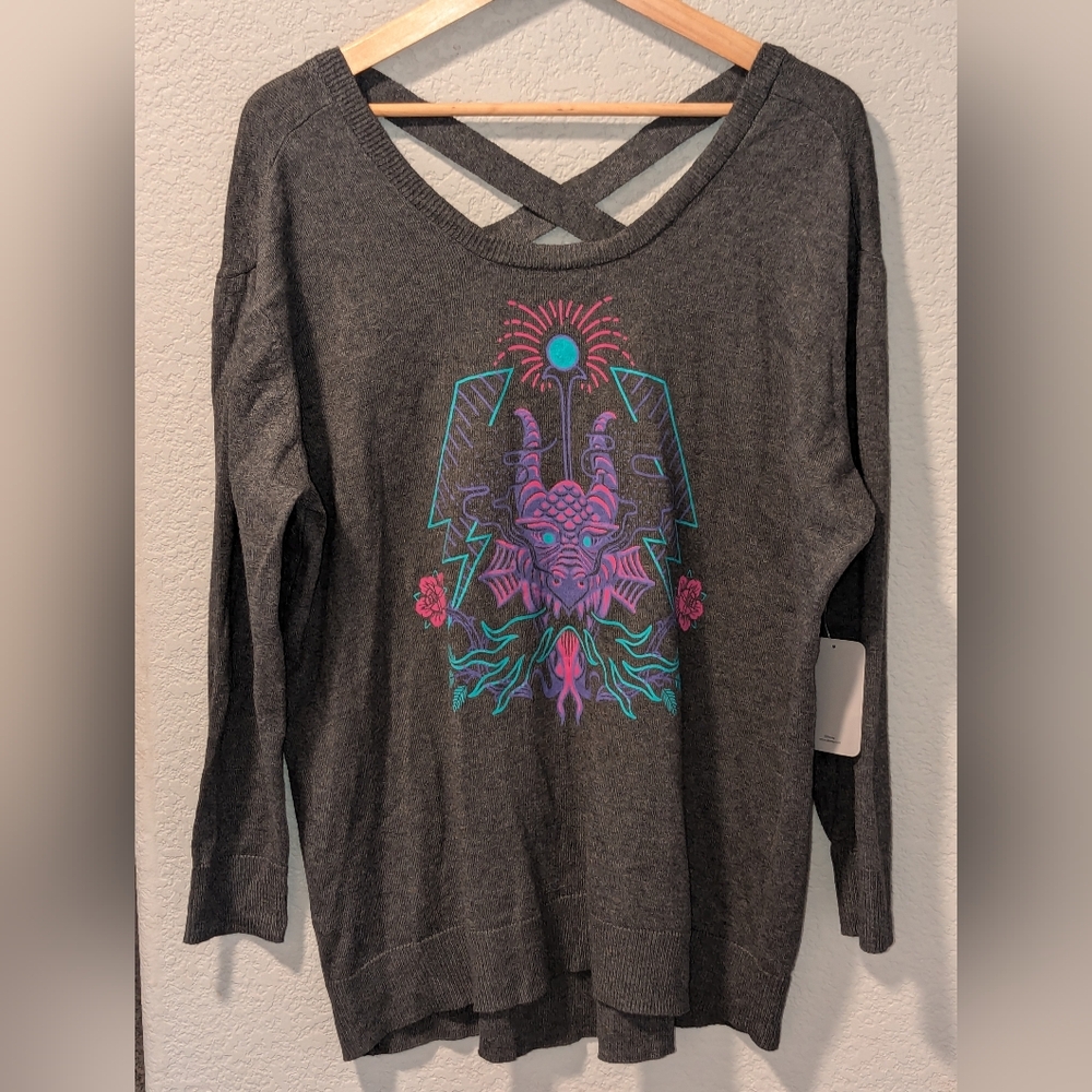 Disney Villains Maleficent Grey Sweater-knit Womens  Criss Cross Back TORRID 1X